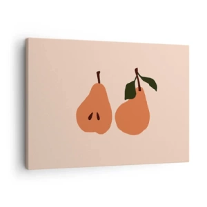 Vászonkép - Két körte minimalista illusztrációja bézs háttér előtt. - 70x50cm - Maga az édesség - Modern fali dekoráció nappalihoz és hálószobához ARTTOR