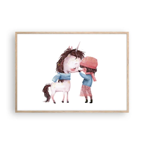 Poszter világos tölgy keretben - Téli mese - 100x70 cm