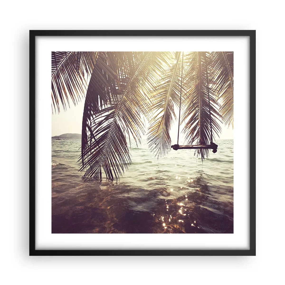 Poszter fehér keretben - Tetszés szerint hintázhat a felhők között - 50x50 cm