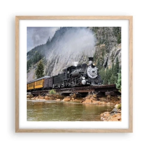 Poszter világos tölgy keretben - Hova? Hova? - 50x50 cm