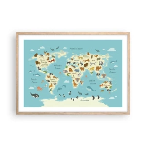 Poszter világos tölgy keretben - Jó szomszédok - 70x50 cm