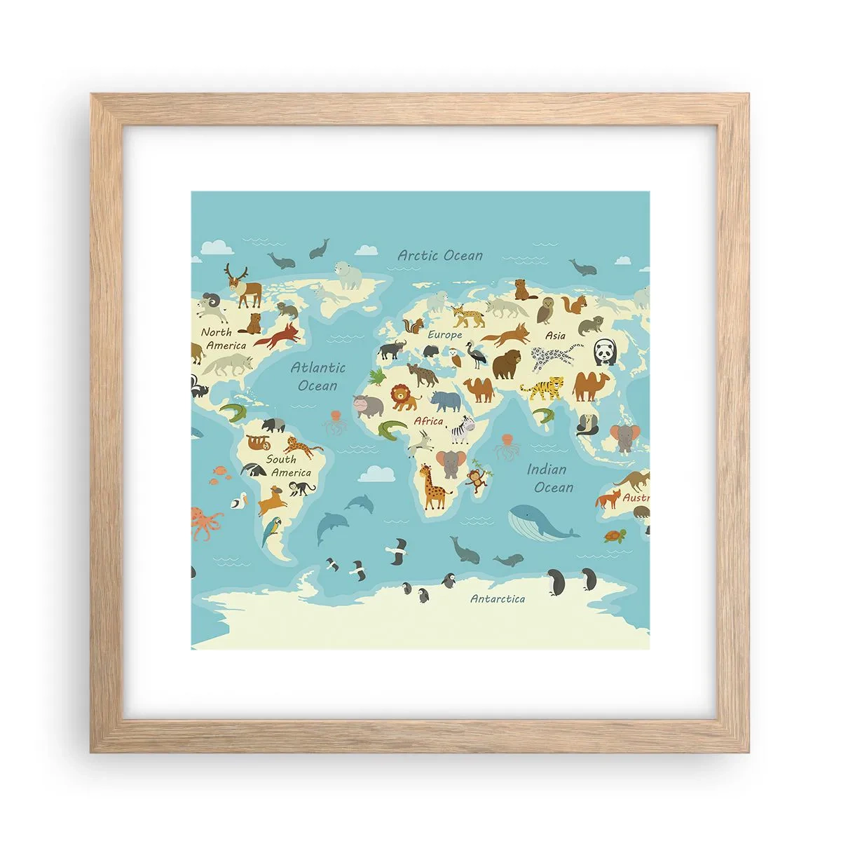 Poszter világos tölgy keretben - Jó szomszédok - 30x30 cm