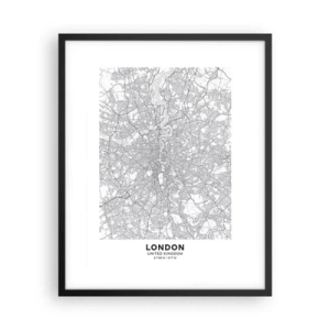Poszter fehér keretben - A londoni labirintus térképe - 40x50 cm