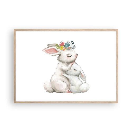 Poszter világos tölgy keretben - Nincs olyan, mint anyánál - 100x70 cm