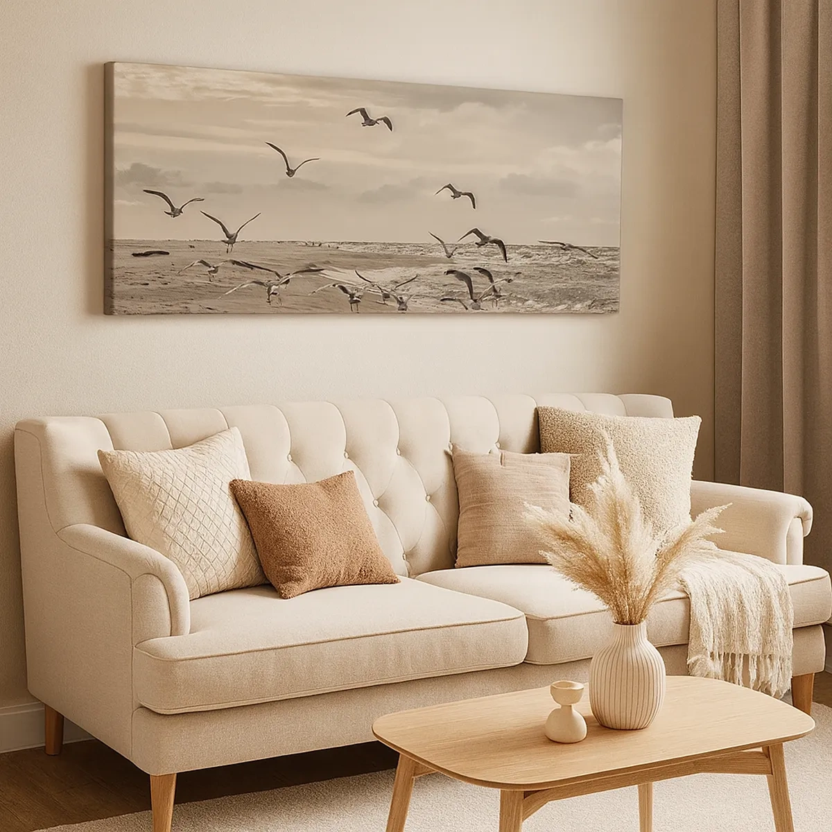 Vászonkép - A tenger hangja, a madarak éneke - 30x30 cm