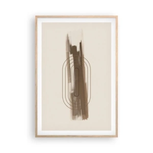 Poszter világos tölgy keretben - Szürke fuvallat - 61x91 cm