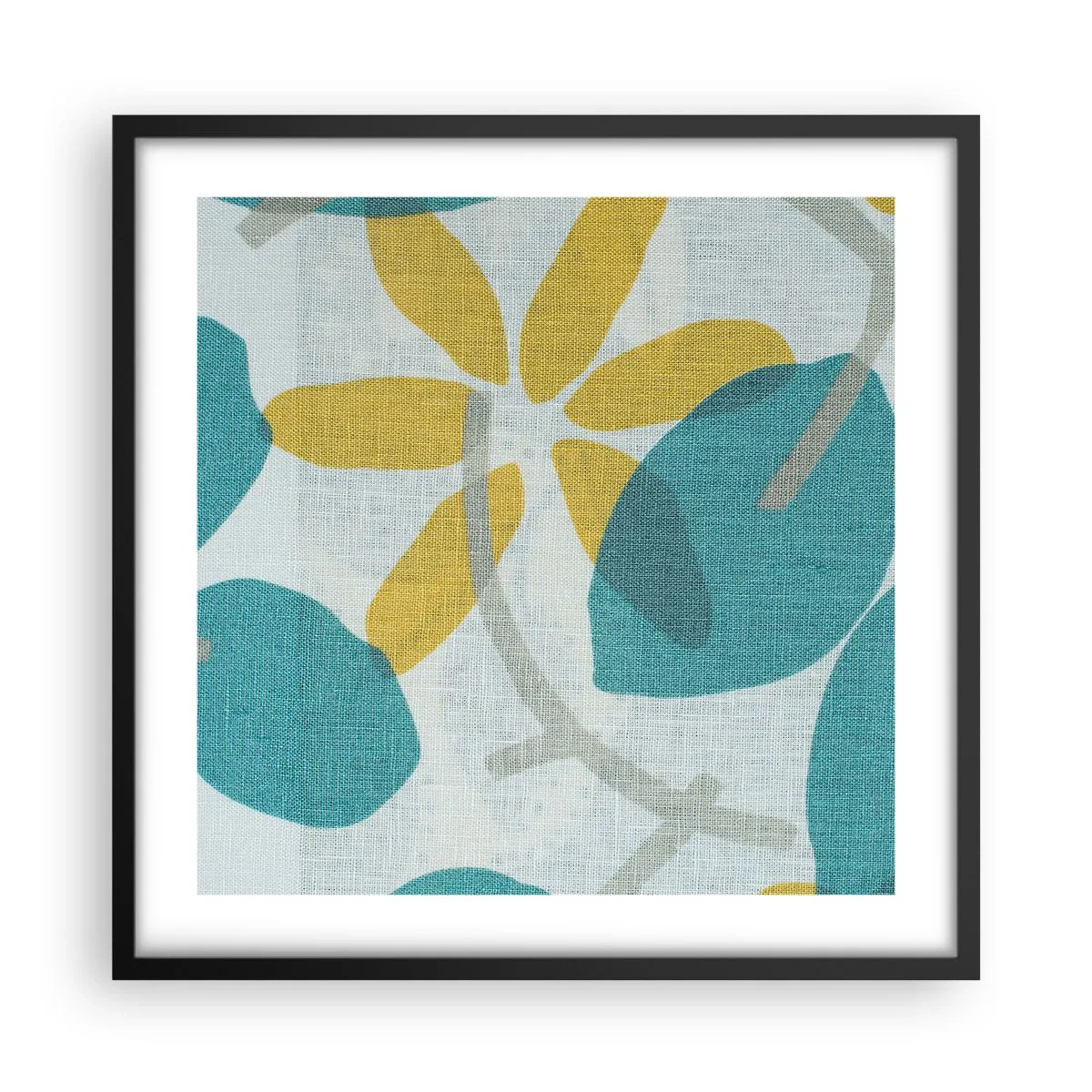 Poszter fehér keretben - Azúrkék levelek között - 50x50 cm