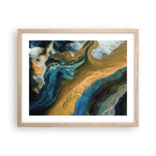 Poszter világos tölgy keretben - Kék - sárga - kölcsönös hatások - 50x40 cm