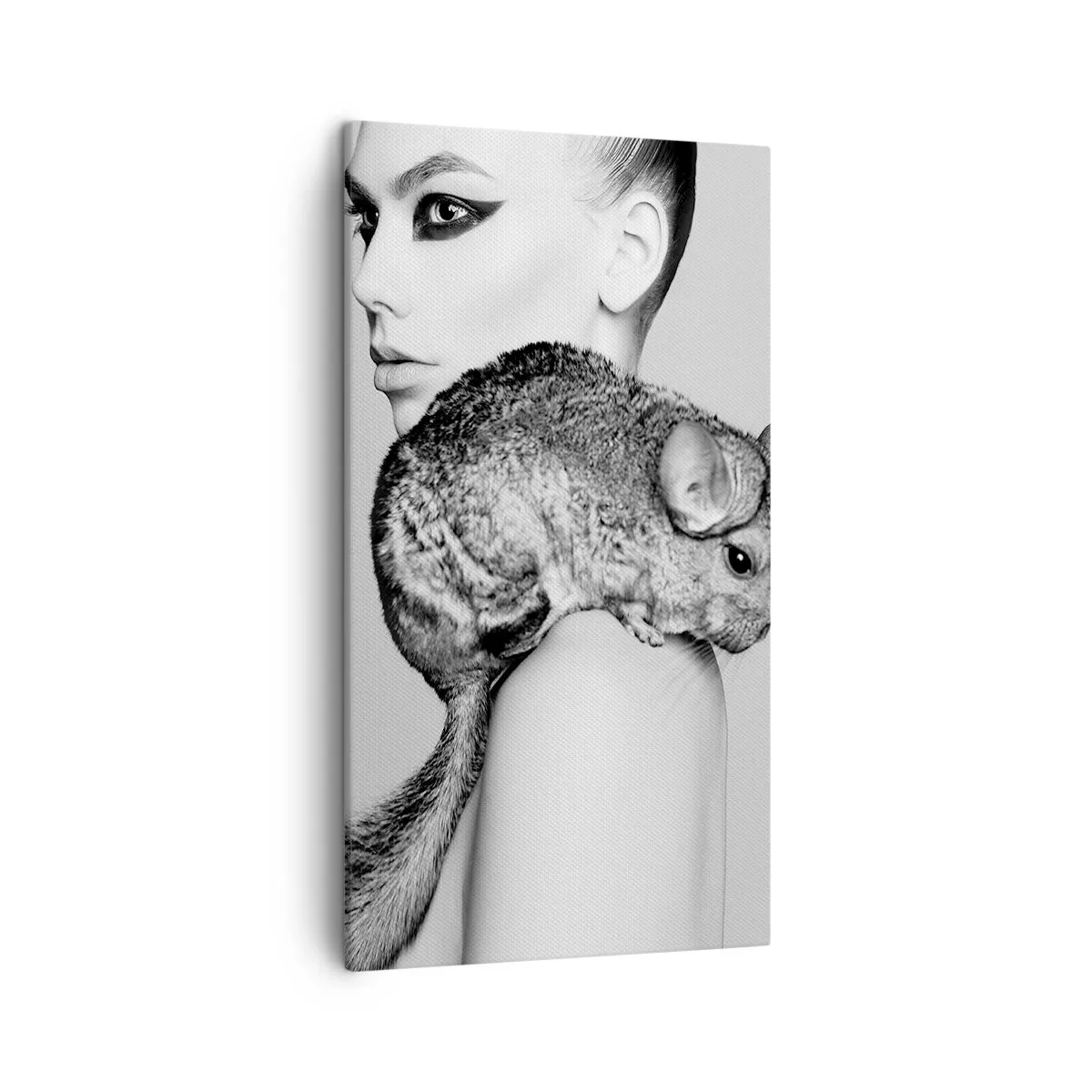 Vászonkép - Hölgy csincsillával - 45x80 cm