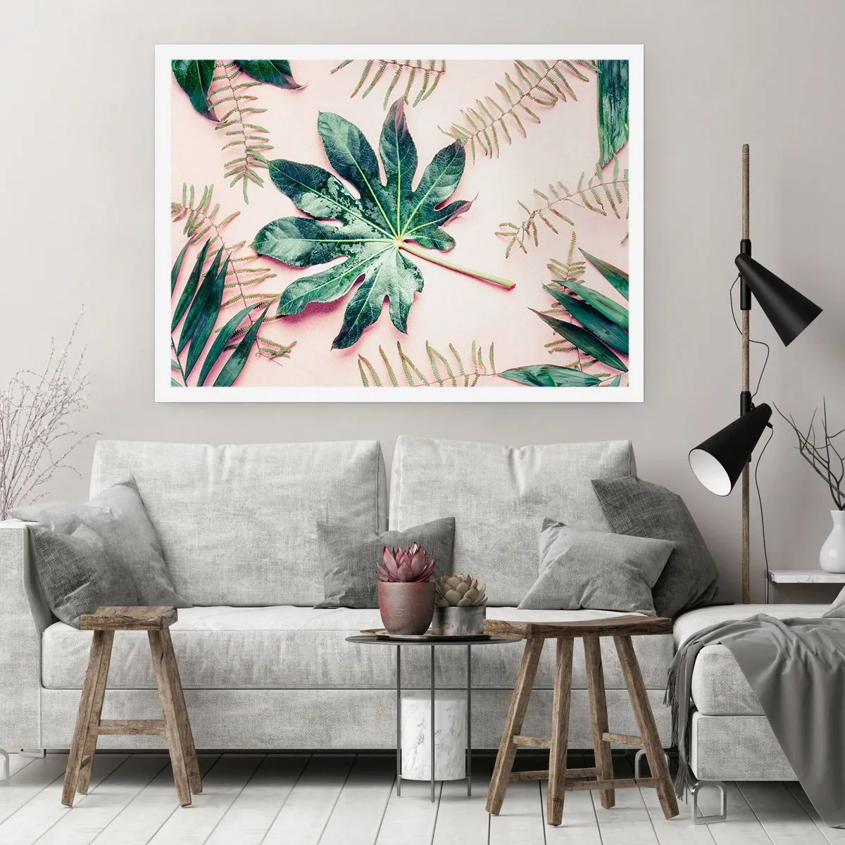 Poszter - A zöld tanulmánya a rózsaszín háttérben - 70x50 cm