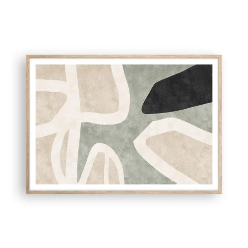 Poszter világos tölgy keretben - Kompozíció fekete témával - 100x70 cm