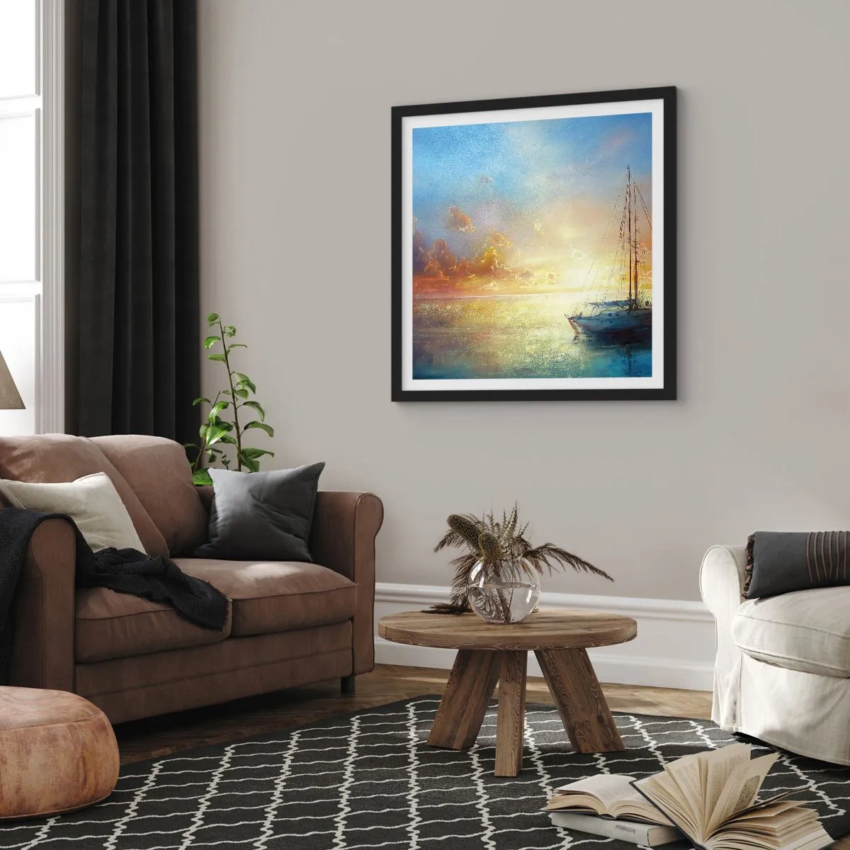 Poszter fehér keretben - Egy arany öbölben - 40x40 cm