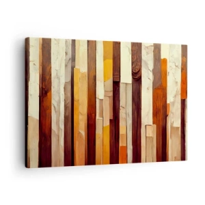 Vászonkép - Geometriai kompozíció fa és arany árnyalatokban - 70x50cm - Az erdei fák himnusza - Modern fali dekoráció nappalihoz és hálószobához ARTTOR
