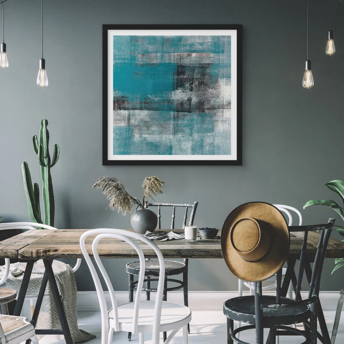 Poszter fehér keretben - Víz és levegő - 50x50 cm