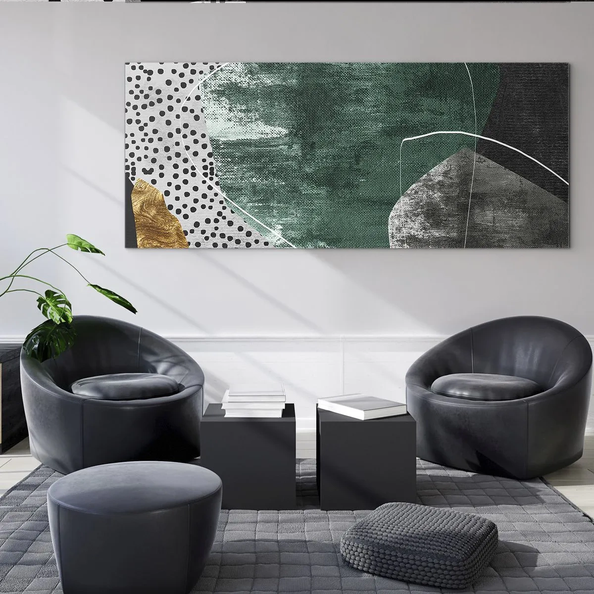 Üveg kép - Színes absztrakció aranypehellyel - 140x50 cm