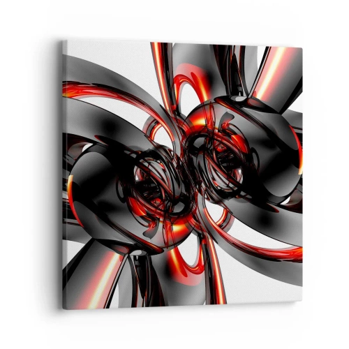 Vászonkép - Mozgás grafitban és vörösben - 40x40 cm