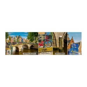 Fotótapéta Minta Premium Sand - Tavasz a csatornánál - Város, Amszterdam, Építészet - 100x30 cm