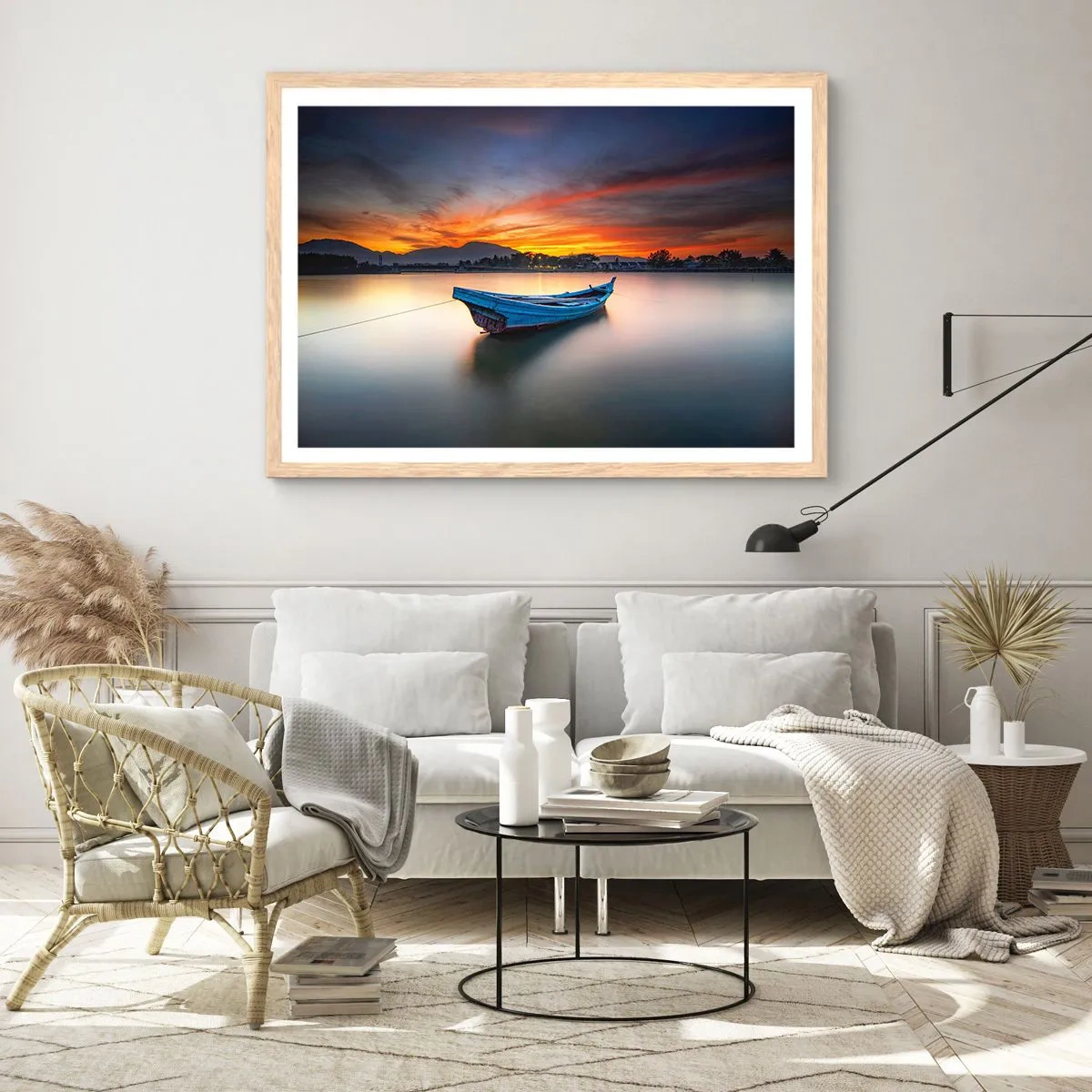 Poszter világos tölgy keretben - Jó éjszaka jön - 100x70 cm