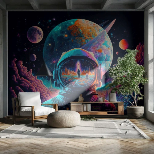 Fotótapéta Premium Sand - A filozófusok sosem álmodtak erről - Űrhajós, Futurisztikus, Világegyetem - 100x70 cm