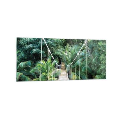 Üveg kép Arttor 120x50 cm - Üdvözöljük a dzsungelben! - Tájkép, Dzsungel, Honduras, Függőhíd, Természet, A nappaliba, A hálószobába, Fehér, Barna, Vízszintes, Üveg, GAB120x50-4963
