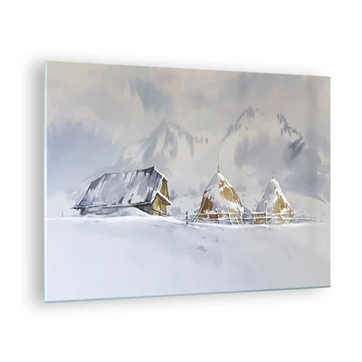 Üveg kép - Egy havas völgyben - 70x50 cm