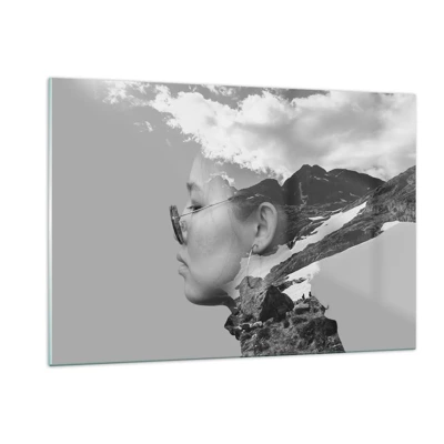 Üveg kép - Hegyes és felhős portré - 120x80 cm