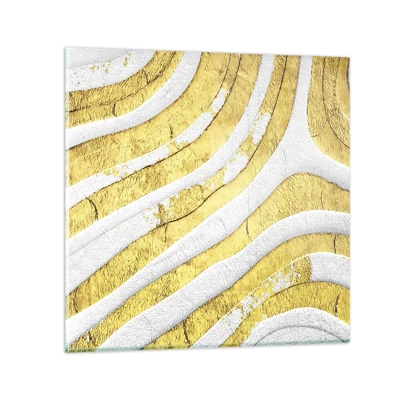 Üveg kép - Kompozíció fehér és arany színben - 70x70 cm