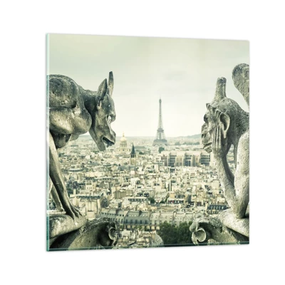 Üveg kép - Párizsi csevegés - 40x40 cm
