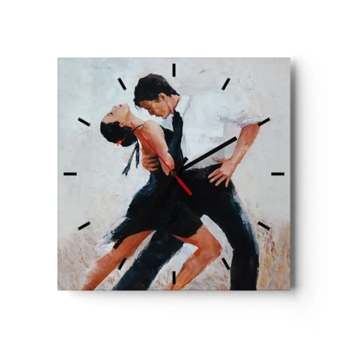 Falióra, Óra Arttor 30x30 cm - Álmaim és kívánságaim tangója - Absztrakció, Tánc, Tangó, Táncosok, Művészet, Négyzet, Stencil vonalak, A nappaliba, A hálószobába, Fehér, Fekete, C3AC30x30-3771