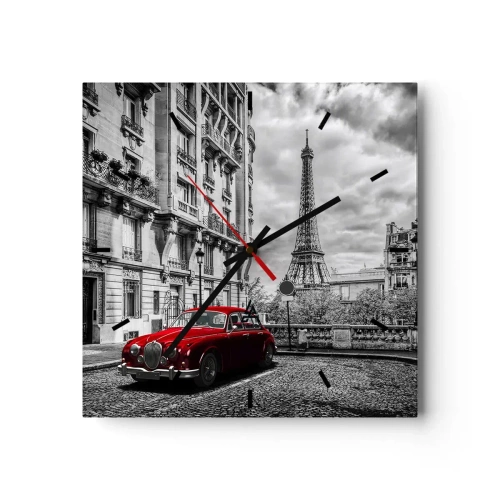 Falióra, Óra Arttor 30x30 cm - Ragadozó a városban - Város, Eiffel-Torony, Párizs, Építészet, Városi Házak, Négyzet, Stencil vonalak, A nappaliba, A hálószobába, Fekete, Szürke, C3AC30x30-3214