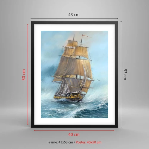 Poszter fehér keretben - A hullámok hullámzása - 40x50 cm