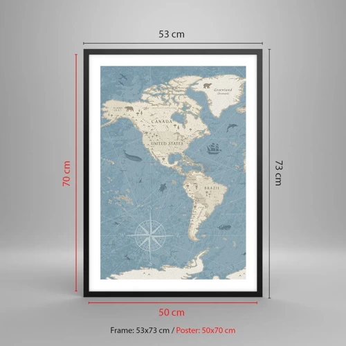 Poszter fehér keretben - Egy világ karnyújtásnyira - 50x70 cm