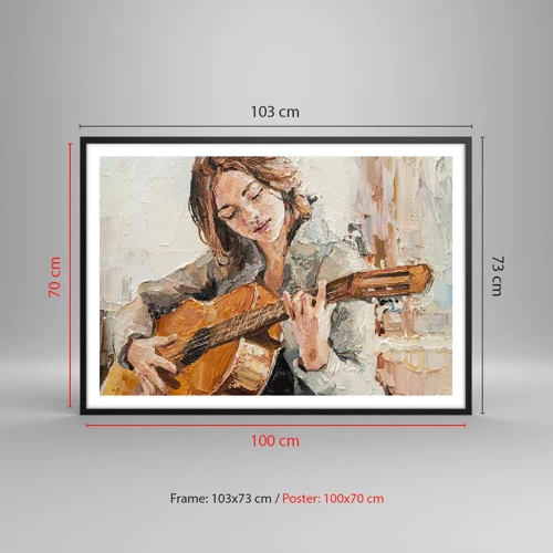 Poszter fehér keretben - Koncert gitárra és egy lány szívére - 100x70 cm