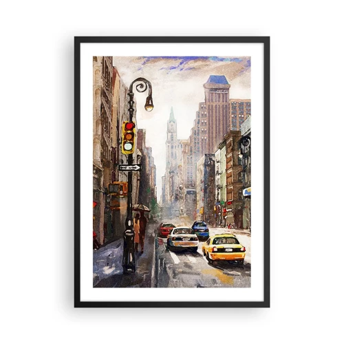 Poszter fehér keretben - New York – esőben is színes - 50x70 cm