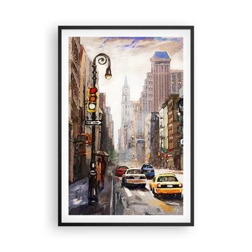 Poszter fehér keretben - New York – esőben is színes - 61x91 cm