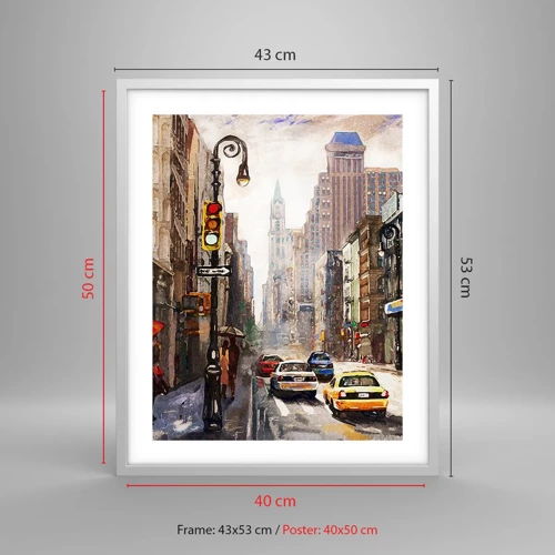 Poszter fekete keretben - New York – esőben is színes - 40x50 cm