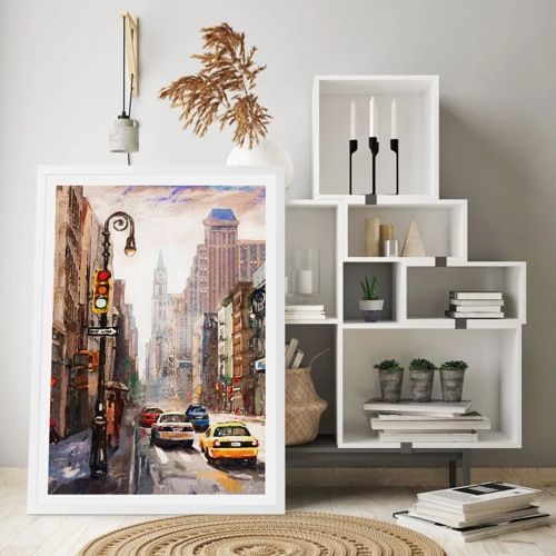 Poszter fekete keretben - New York – esőben is színes - 50x70 cm