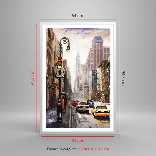 Poszter fekete keretben - New York – esőben is színes - 61x91 cm