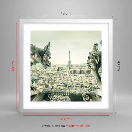 Poszter fekete keretben - Párizsi csevegés - 40x40 cm