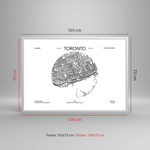 Poszter fekete keretben - Toronto anatómiája - 100x70 cm