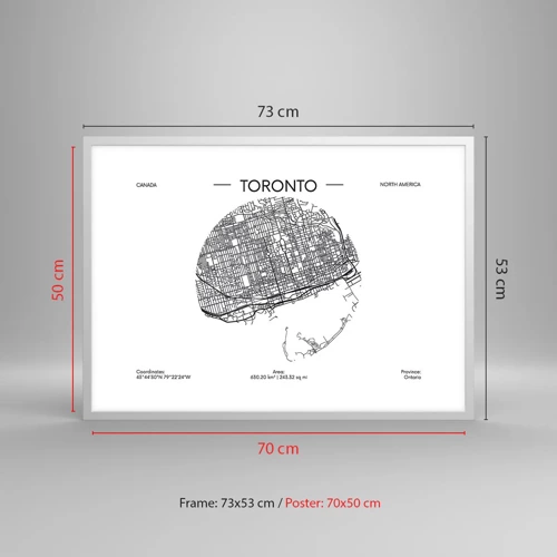 Poszter fekete keretben - Toronto anatómiája - 70x50 cm