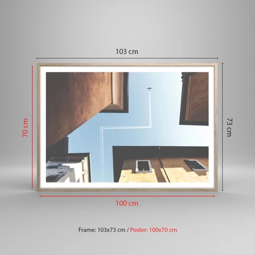 Poszter világos tölgy keretben - A városi labirintus felett - 100x70 cm
