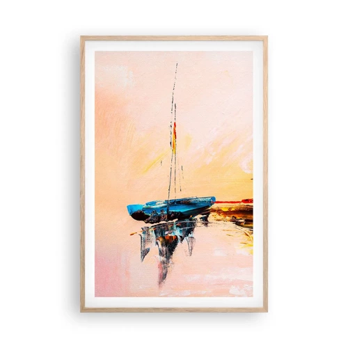 Poszter világos tölgy keretben - Egy este a kikötőben - 61x91 cm