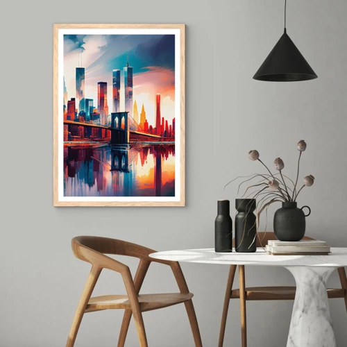 Poszter világos tölgy keretben - Fenomenális New York - 40x50 cm