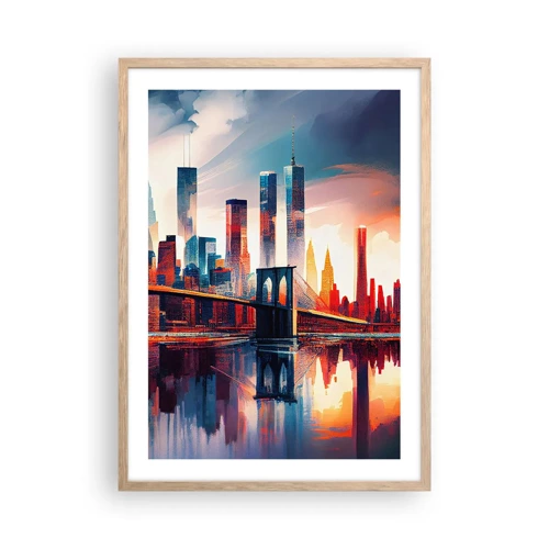 Poszter világos tölgy keretben - Fenomenális New York - 50x70 cm