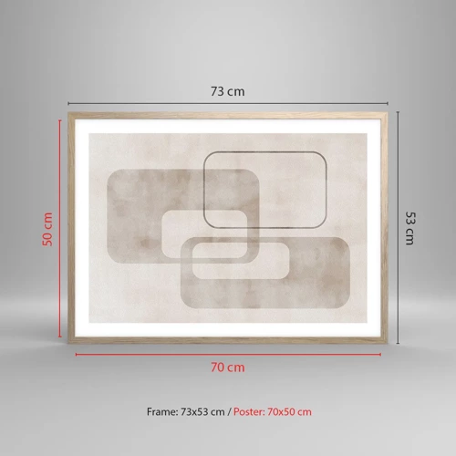 Poszter világos tölgy keretben - Geometrikus fúga - 70x50 cm