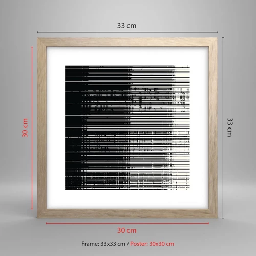 Poszter világos tölgy keretben - Hullámok és rezgések - 30x30 cm