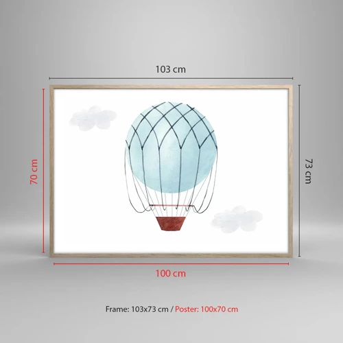 Poszter világos tölgy keretben - Minden a felhőkben - 100x70 cm