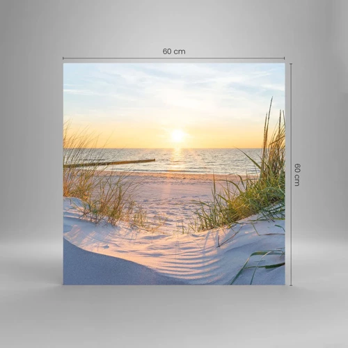 Üveg kép - A tenger hangja, a madarak éneke, egy vad tengerpart a fű között... - 60x60 cm