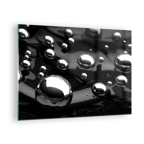 Üveg kép Arttor 70x50 cm - A fekete vízből - Absztrakció, Chrome Spheres, 3D, Grafika, Tükörtükrözés, A nappaliba, A hálószobába, Fekete, Ezüst, Vízszintes, Üveg, GAA70x50-2525